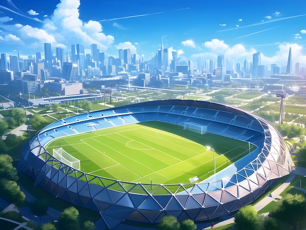 Free Photo futuristic soccer field illustration