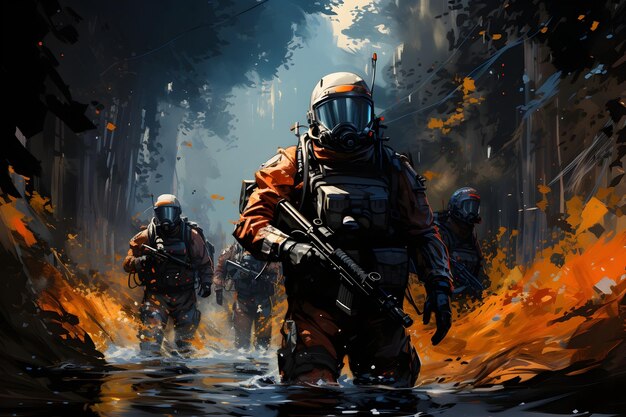 futuristic soldier astronaut illustration wallpaper