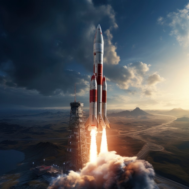 Free Photo futuristic space rocket with fantasy design