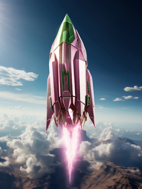 Free photo futuristic space rocket with fantasy design