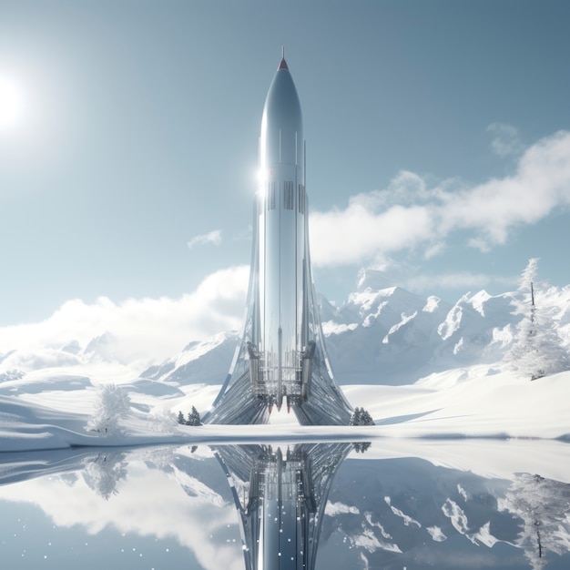 Free photo futuristic space rocket with fantasy design