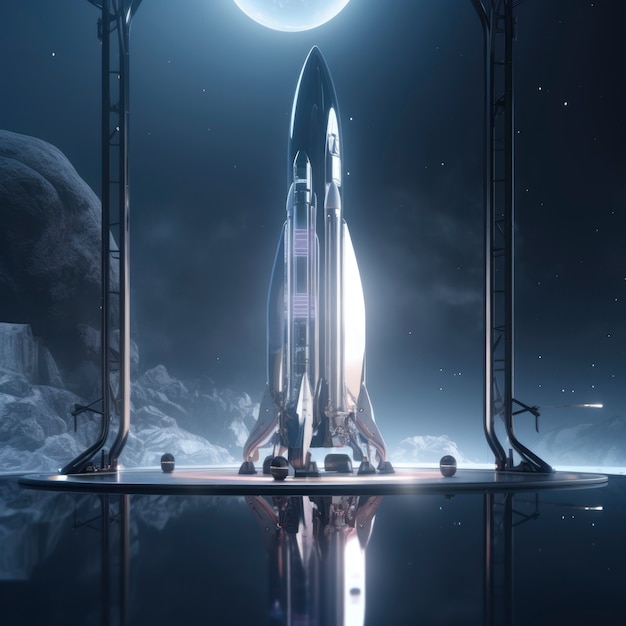 Free photo futuristic space rocket with fantasy design