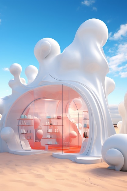 Free photo futuristic store with abstract concept and architecture