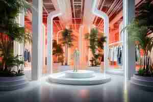 Free photo futuristic store with abstract concept and architecture