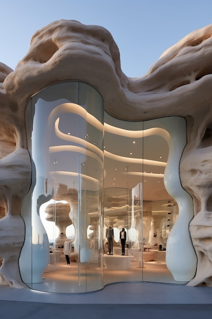 Futuristic store with abstract concept and architecture