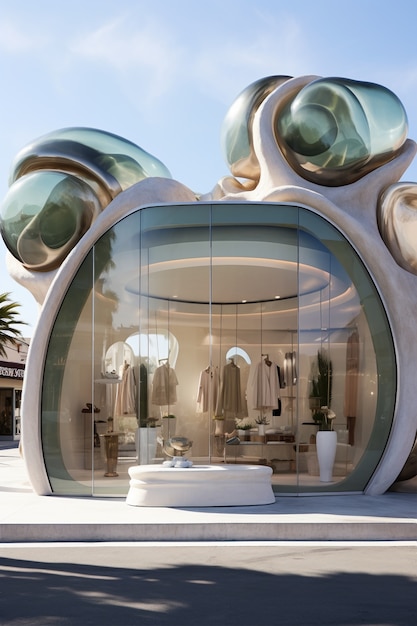 Free photo futuristic store with abstract concept and architecture