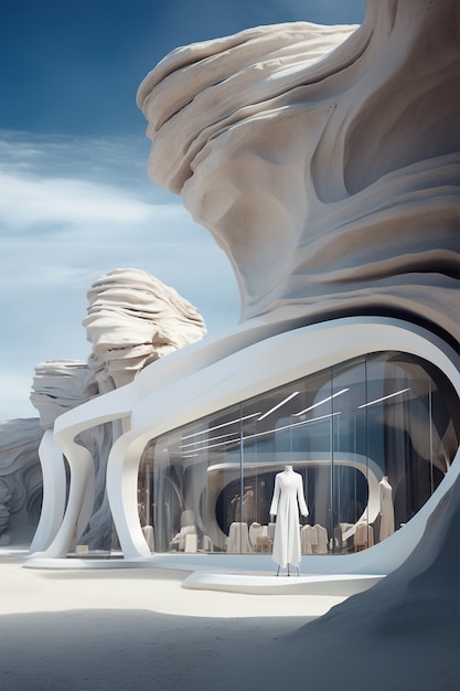 Free Photo futuristic store with abstract concept and architecture