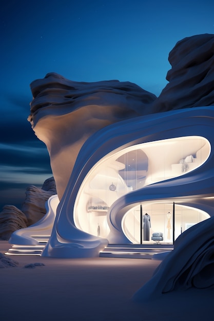 Free Photo futuristic store with abstract concept and architecture