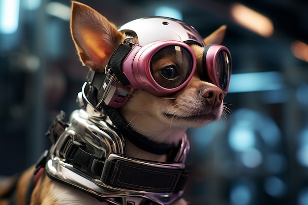 Free photo futuristic style adorable dog