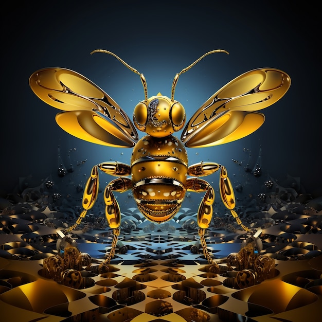 Free photo futuristic style bee indoors