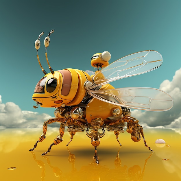 Free photo futuristic style bee outdoors