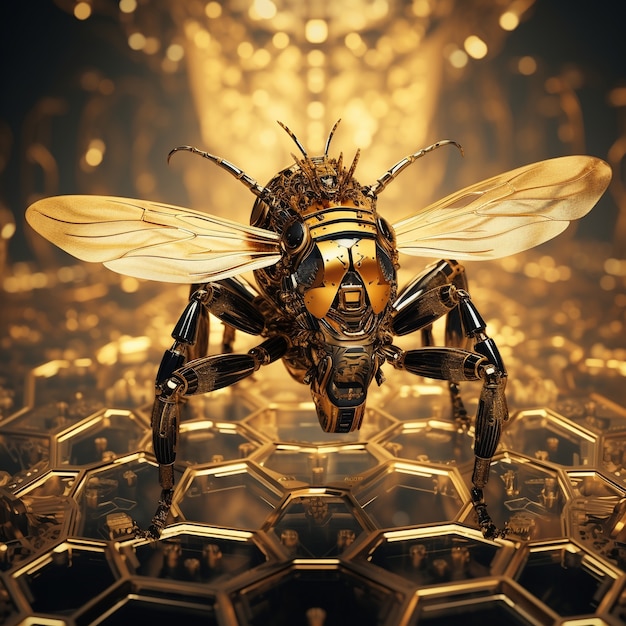 Free photo futuristic style bee outdoors