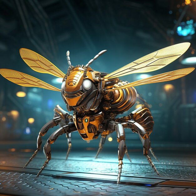 Futuristic style bee in studio