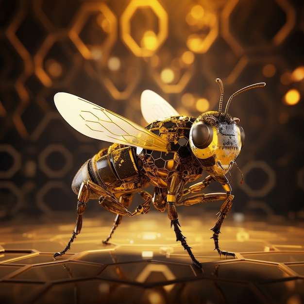 Futuristic style bee in studio