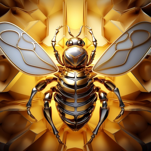 Futuristic style bee in studio