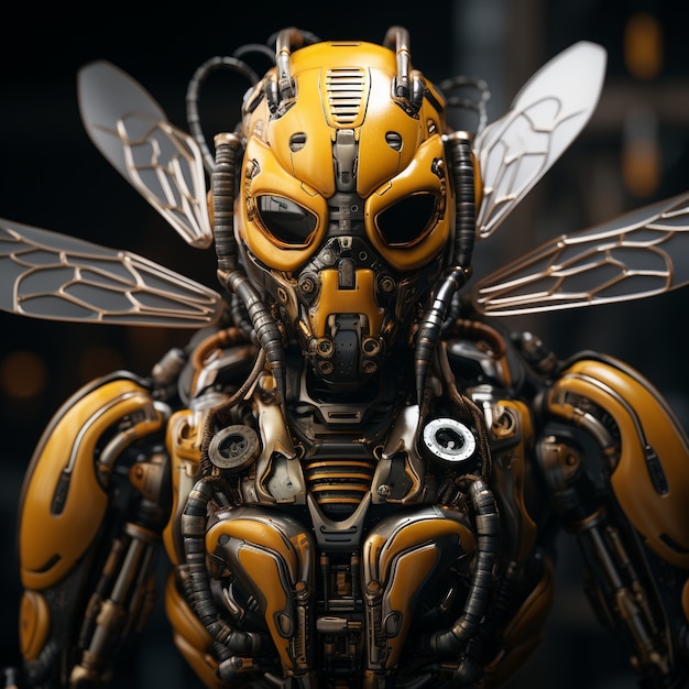 Futuristic style bee in studio