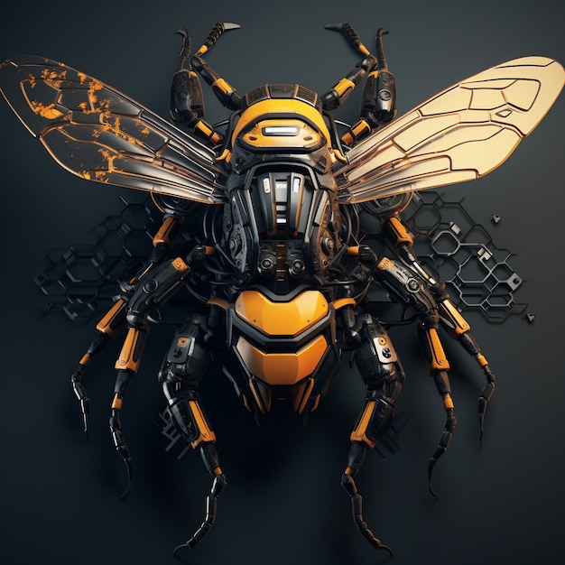 Free photo futuristic style bee in studio