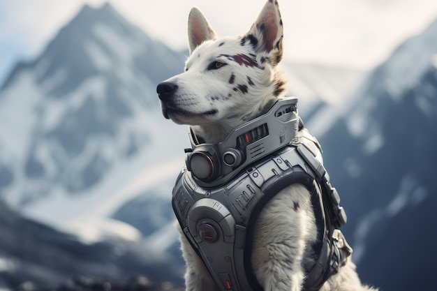 Free Photo futuristic style dog in nature