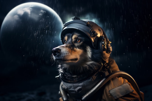 Free photo futuristic style dog with robot suit