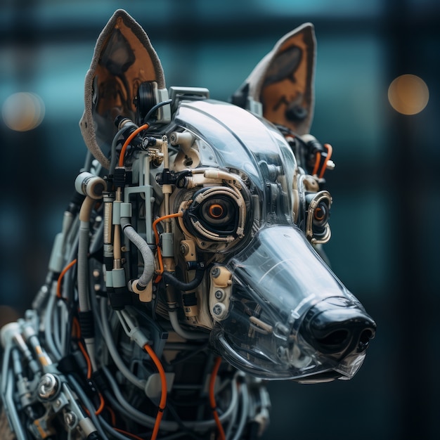 Free photo futuristic style dog with robot suit