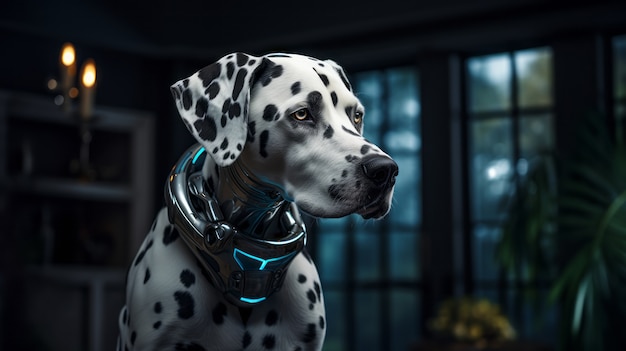 Free photo futuristic style dog with robot suit