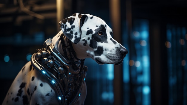 Free photo futuristic style dog with robot suit