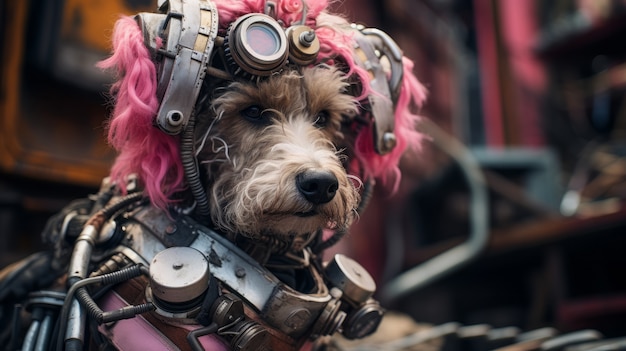 Free Photo futuristic style dog with robot suit