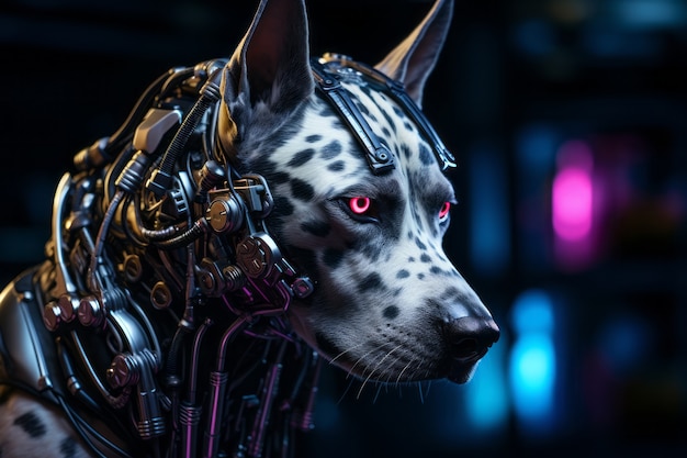 Free photo futuristic style dog with robot suit