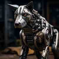 Free photo futuristic style dog with robot suit