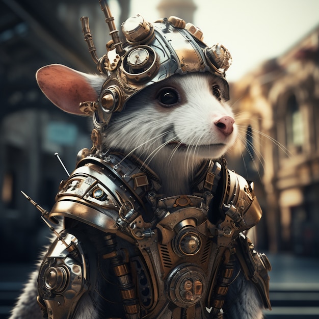 Free photo futuristic style possum wearing armor