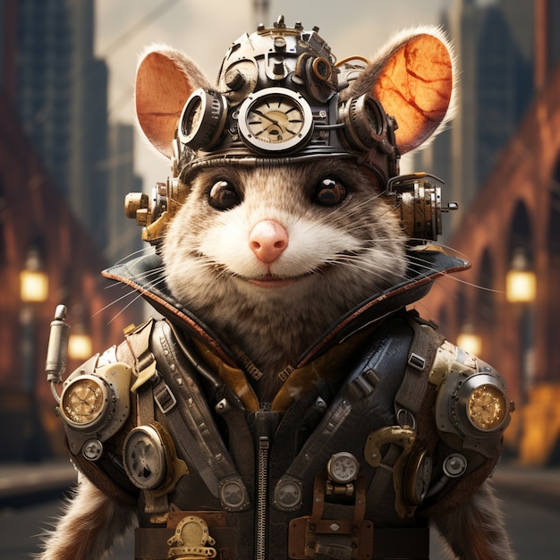 Free photo futuristic style possum wearing armor