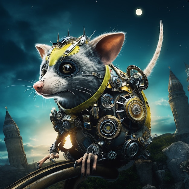 Free photo futuristic style possum wearing armor