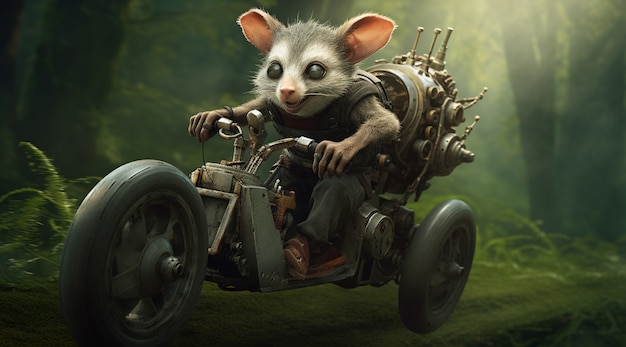 Free photo futuristic style possum wearing armor