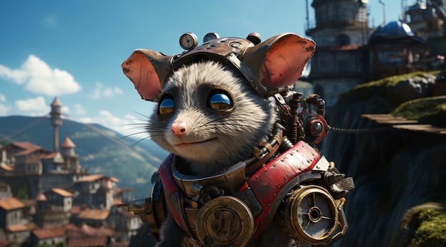 Free Photo futuristic style possum wearing armor