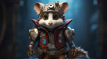 Free photo futuristic style possum wearing armor