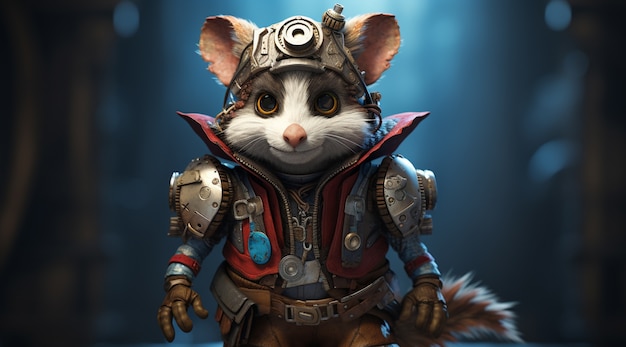 Free Photo futuristic style possum wearing armor