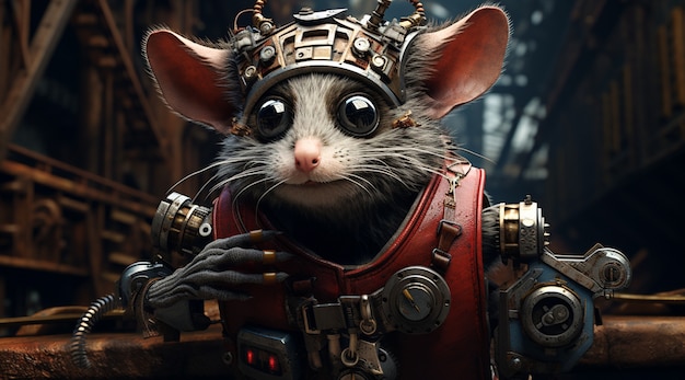 Free Photo futuristic style possum wearing armor