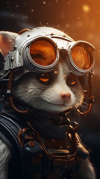 Free photo futuristic style possum with goggles