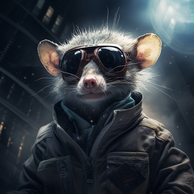 Free photo futuristic style possum with goggles