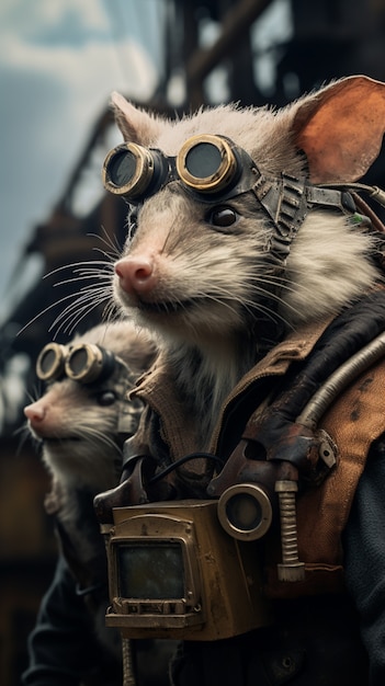 Free photo futuristic style possum with goggles