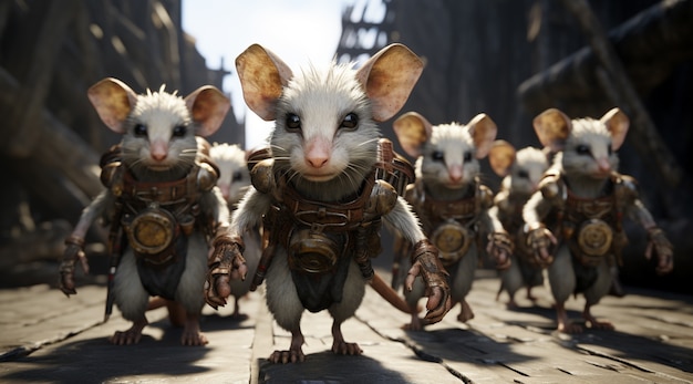 Free Photo futuristic style possums wearing armours