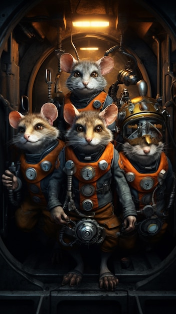 Free photo futuristic style possums wearing clothing