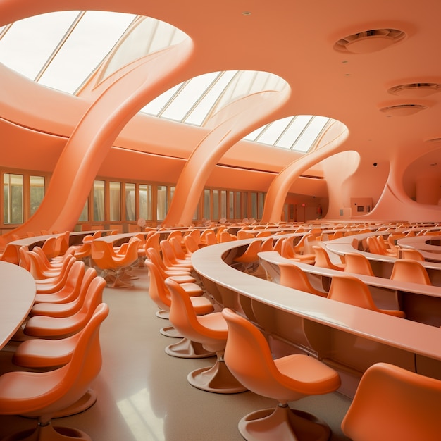 Free photo futuristic view of school classroom with state-of-the-art architecture