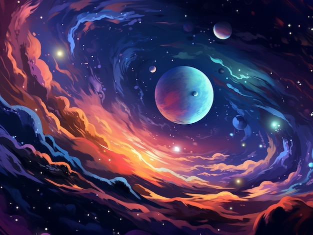 Galaxy planets digital art