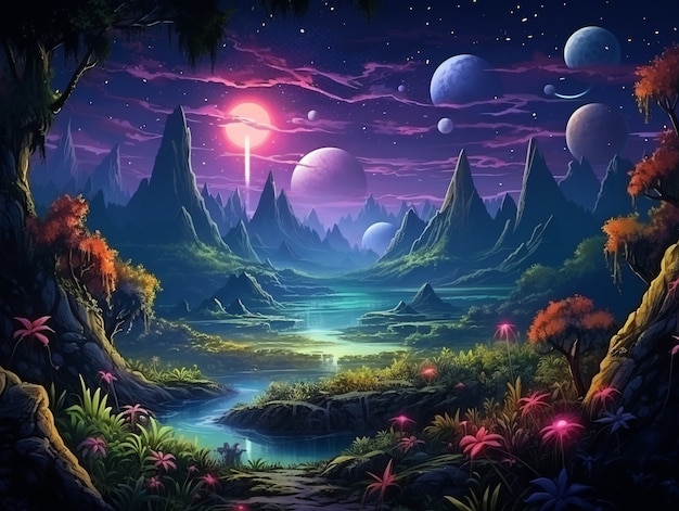 Galaxy planets digital art