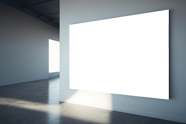 Free photo gallery interior blank white billboard in empty room mockup