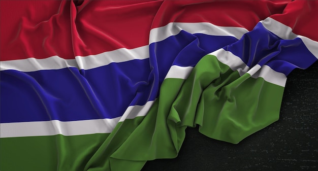 The Gambia Flag Wrinkled On Dark Background 3D Render