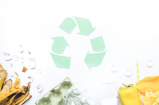 Garbage layout with recycle logo