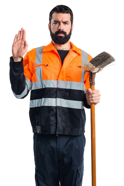 Free Photo garbage man doing oath