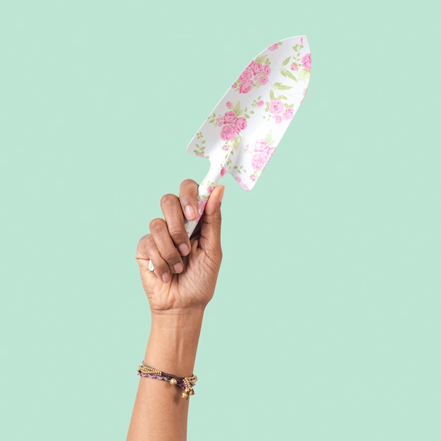 Gardening tool shovel in floral pattern